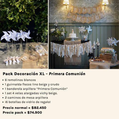 Pack Decoracion XL -  Primera Comunión Arpillera Beige