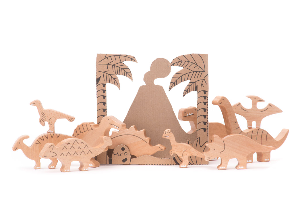 Set de Dinosaurios de Madera - 10 Figuras | BAJO WOODEN TOYS