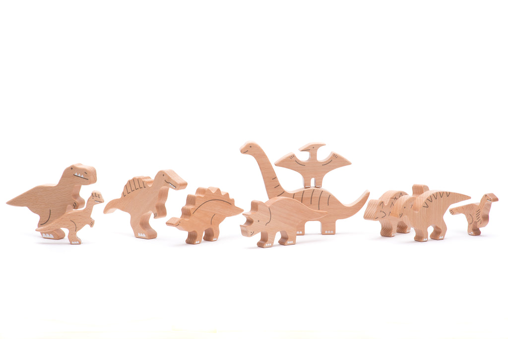 Set de Dinosaurios de Madera - 10 Figuras | BAJO WOODEN TOYS