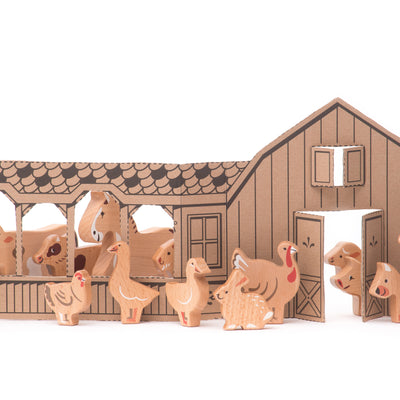 Set de Animales de Granja de Madera - 14 Figuras | BAJO WOODEN TOYS