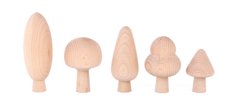 Set de 5 Árboles de Madera Natural | BAJO WOODEN TOYS