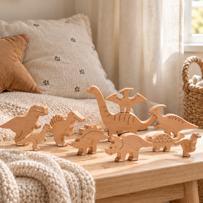 Set de Dinosaurios de Madera - 10 Figuras | BAJO WOODEN TOYS