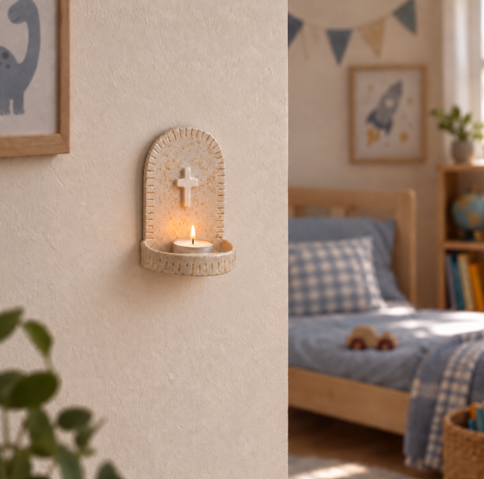 Altar Cruz Decorativo de Cerámica Gres
