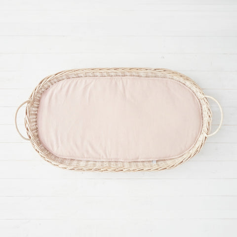 Cobertor Mudador mimbre  reversible  - Lino crudo / lino rosa viejo