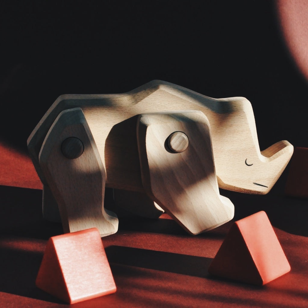 Colección Animales Articulados: Rinoceronte | BAJO WOODEN TOYS