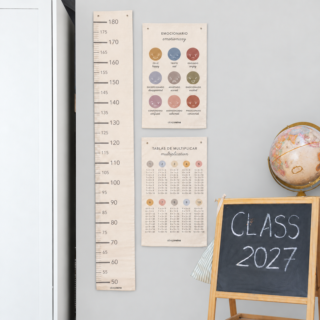 Pack 3 Textiles Lona Educativa / Huincha Crecimiento + Emociones + Multiplicar