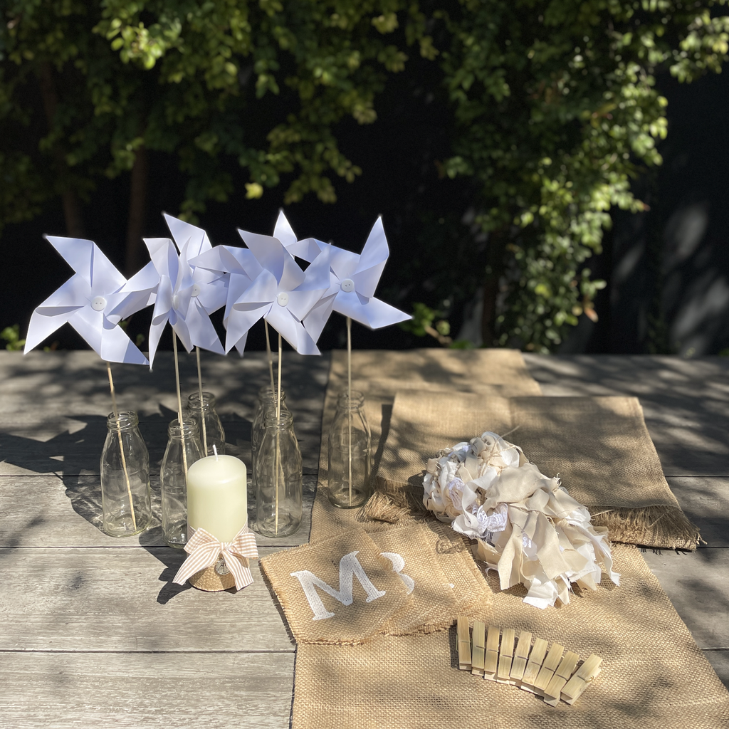 Pack Decoracion XL Bautizo Arpillera Beige