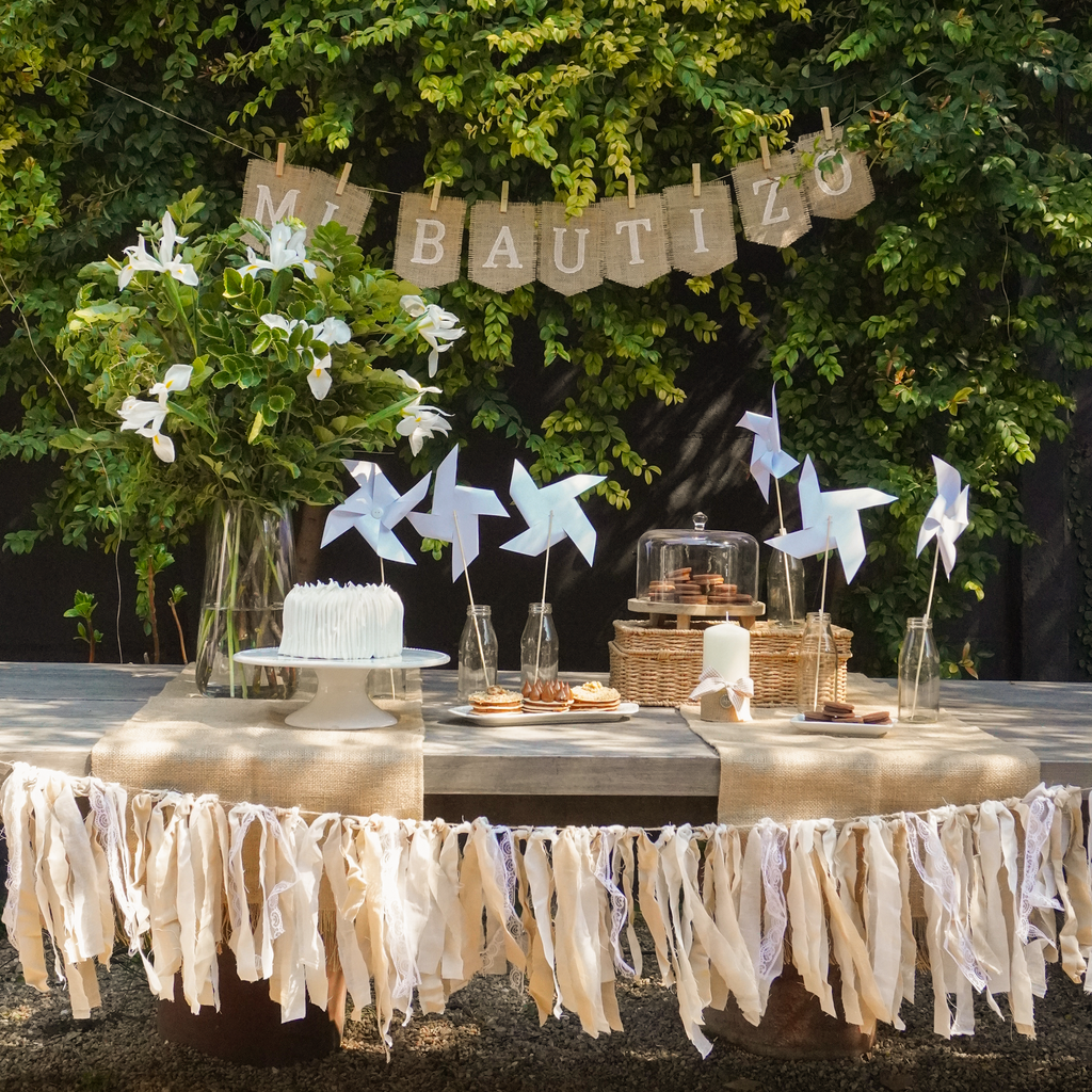 Pack Decoracion XL Bautizo Arpillera Beige