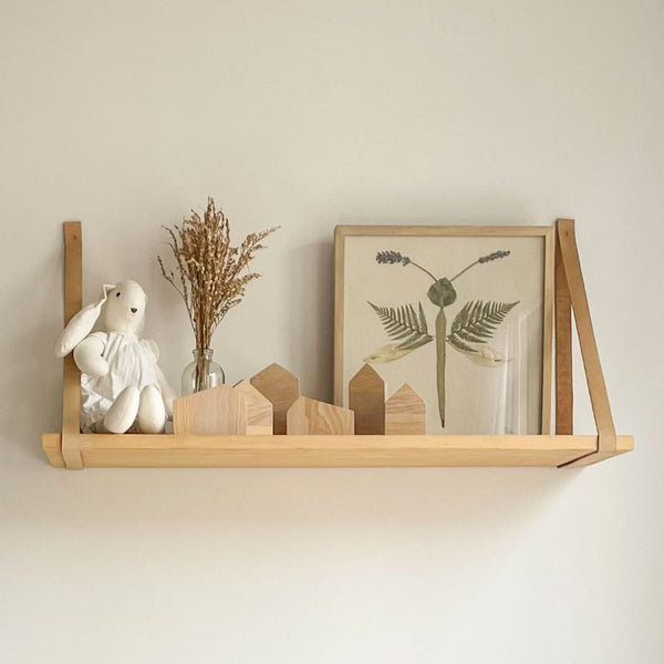 Repisa cuero - Pino 60 cm