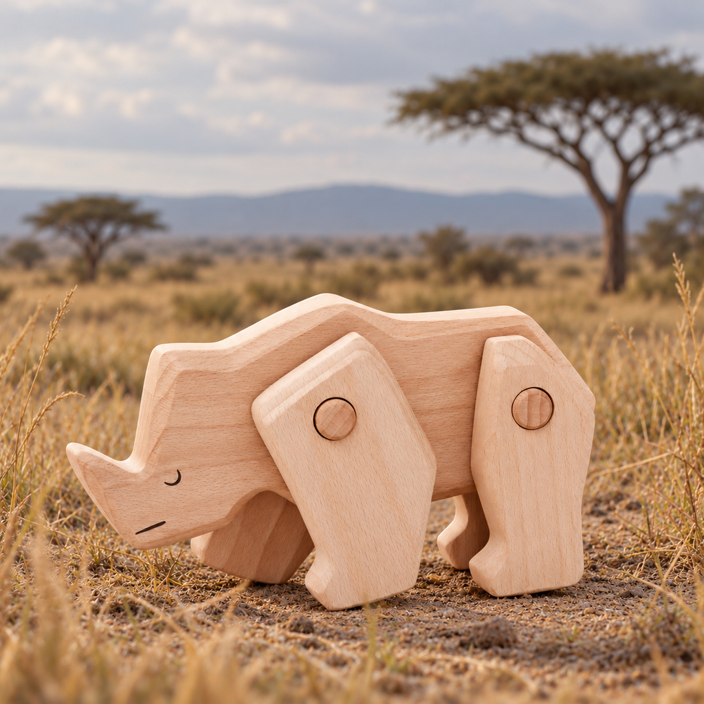 Colección Animales Articulados: Rinoceronte | BAJO WOODEN TOYS