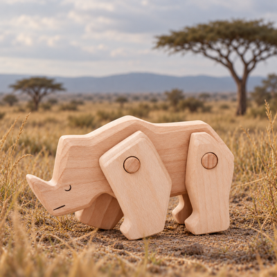 Colección Animales Articulados: Rinoceronte | BAJO WOODEN TOYS