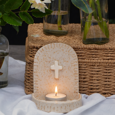 Altar Cruz Decorativo de Cerámica Gres