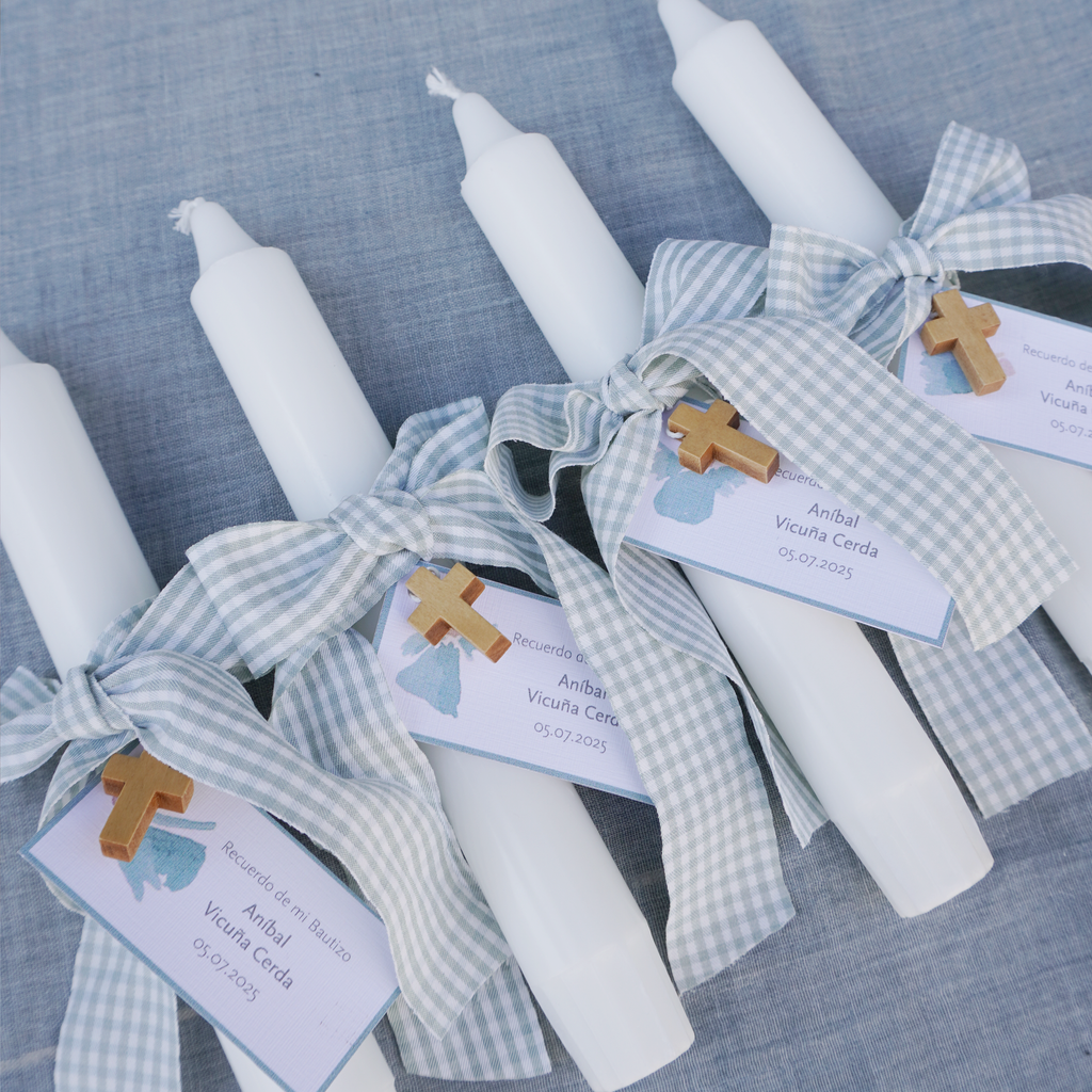 Velas alargadas - Vichy Celeste