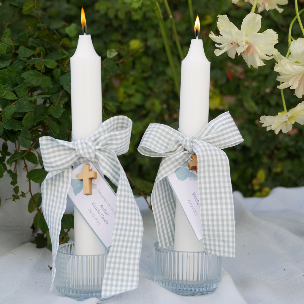 Velas alargadas - Vichy Celeste