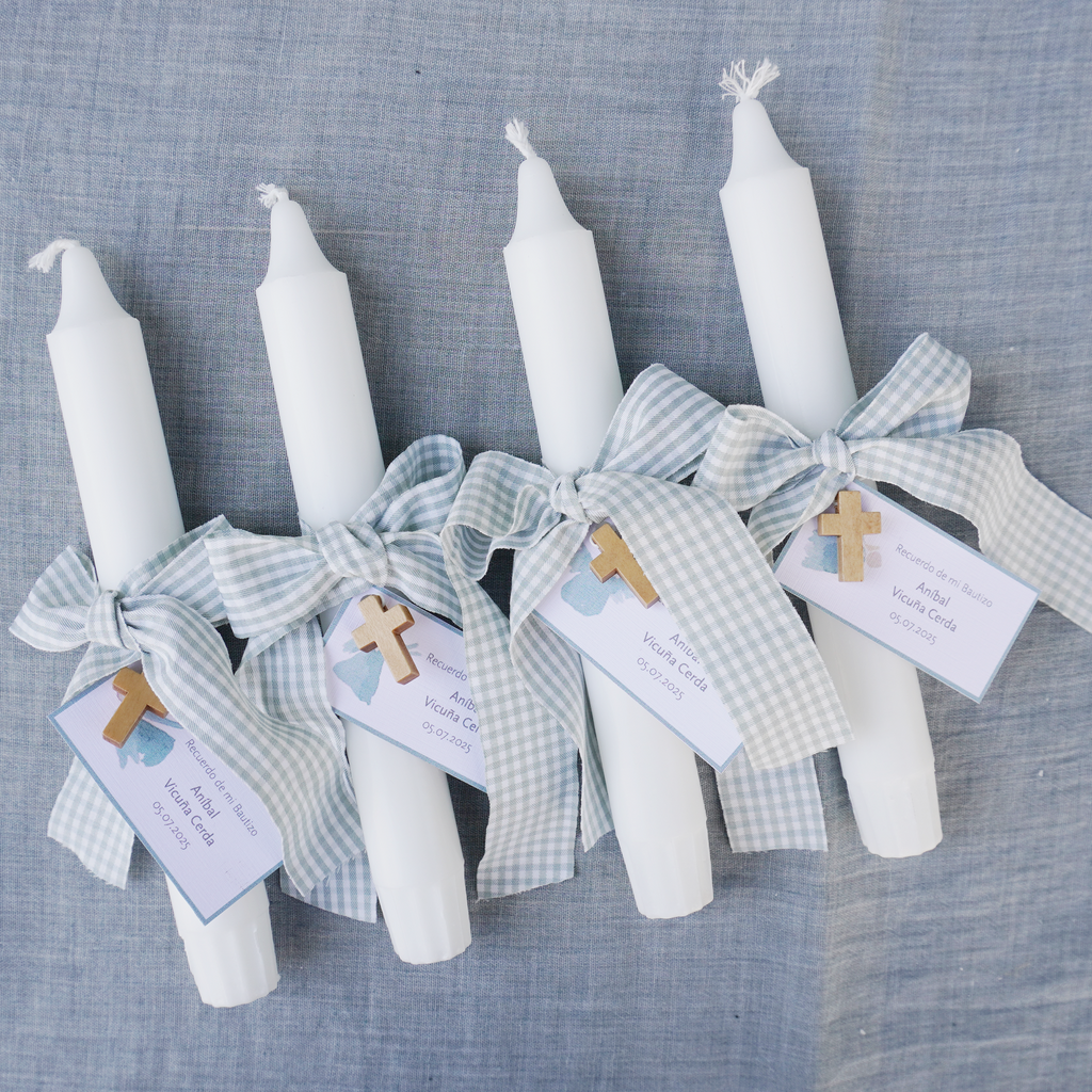 Velas alargadas - Vichy Celeste