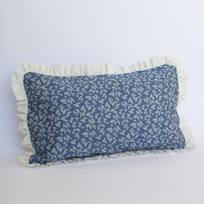 Cojín vuelos - Azul flores crudas