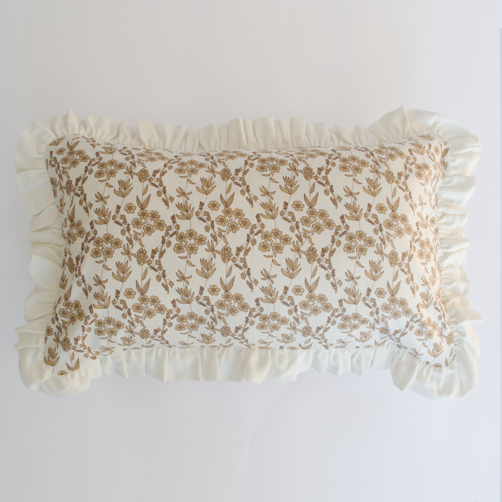 Cojín vuelos - Crudo flores beige