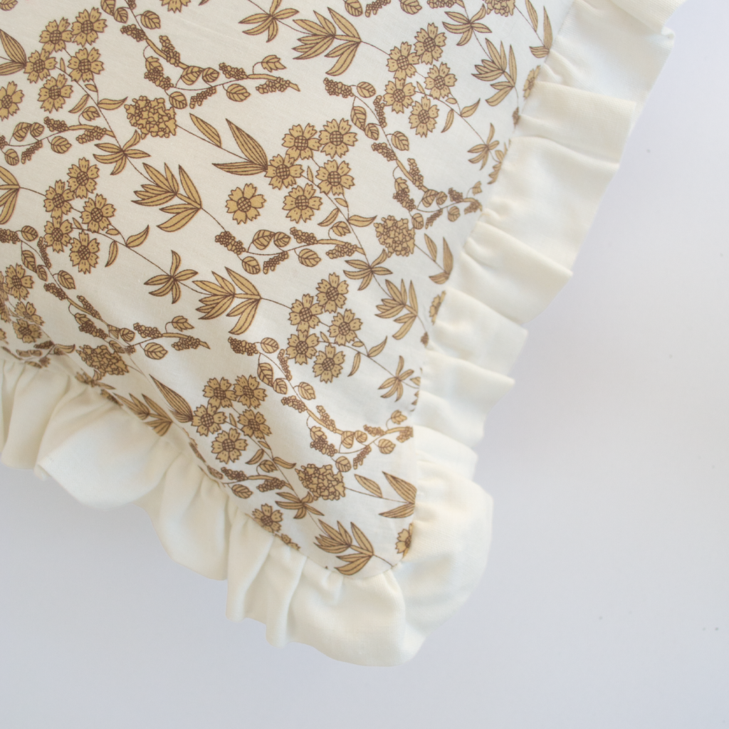 Cojín vuelos - Crudo flores beige