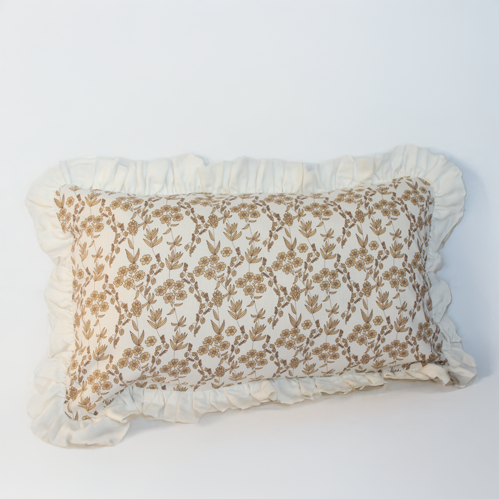 Cojín vuelos - Crudo flores beige