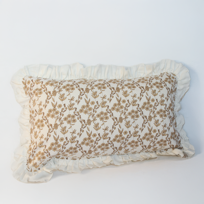 Cojín vuelos - Crudo flores beige