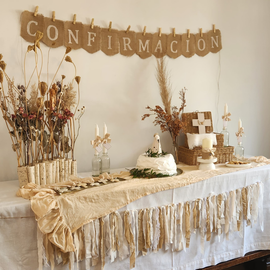 Guirnalda Flecos Lino - Beige y crudo