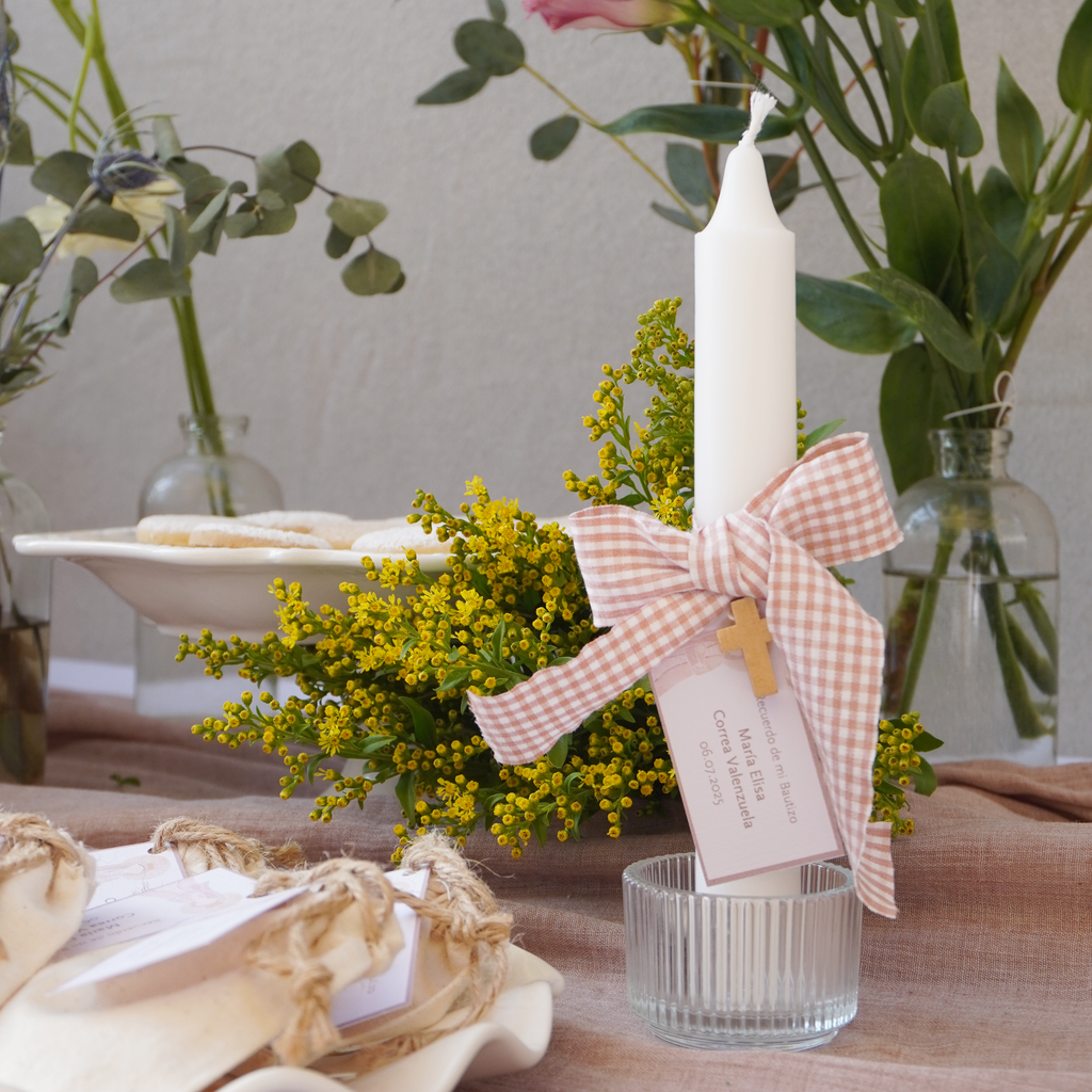 Velas alargadas - Vichy Rosa Viejo