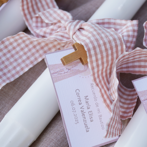 Velas alargadas - Vichy Rosa Viejo