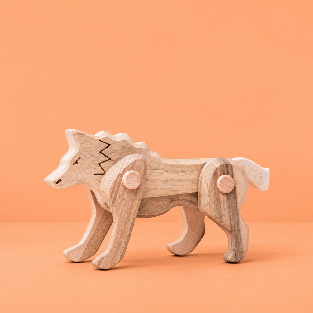 Colección Animales Articulados: Lobo | BAJO WOODEN TOYS