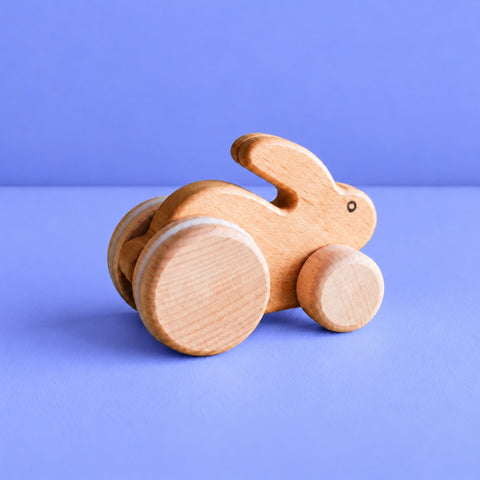 Conejo Rodante de Madera Natural | BAJO WOODEN TOYS
