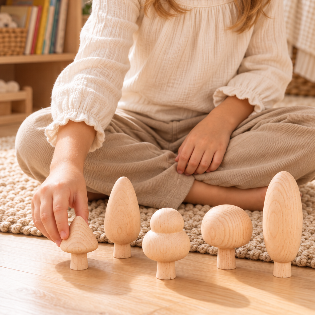 Set de 5 Árboles de Madera Natural | BAJO WOODEN TOYS