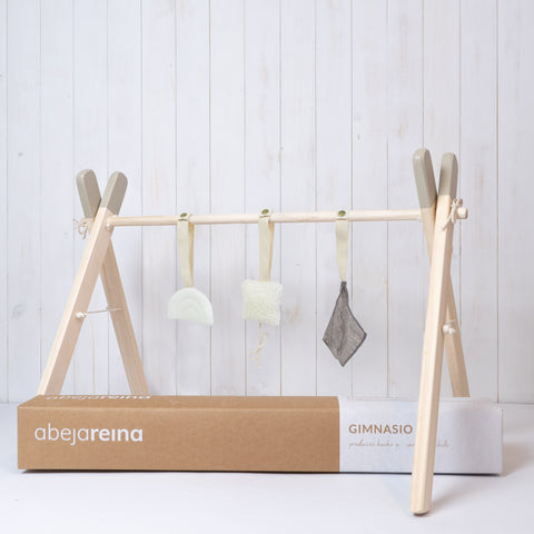 Pack Gimnasio de Madera Sensorial + Mat Vuelos Taupe