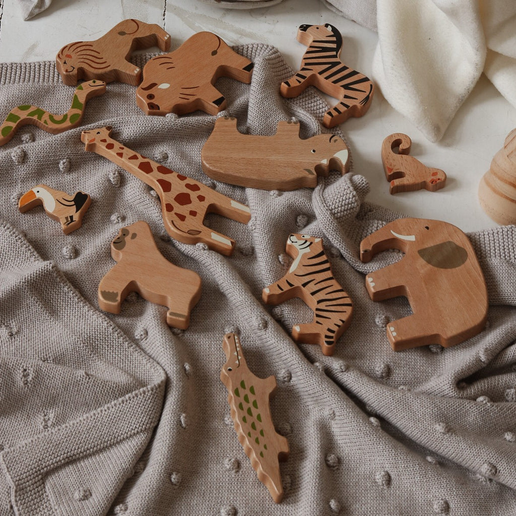 Set de Animales Salvajes de Madera - 11 Figuras | BAJO WOODEN TOYS