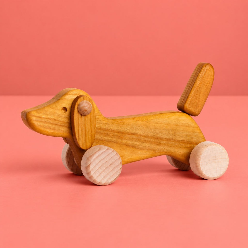 Perro Salchicha Rodante de Madera | BAJO WOODEN TOYS