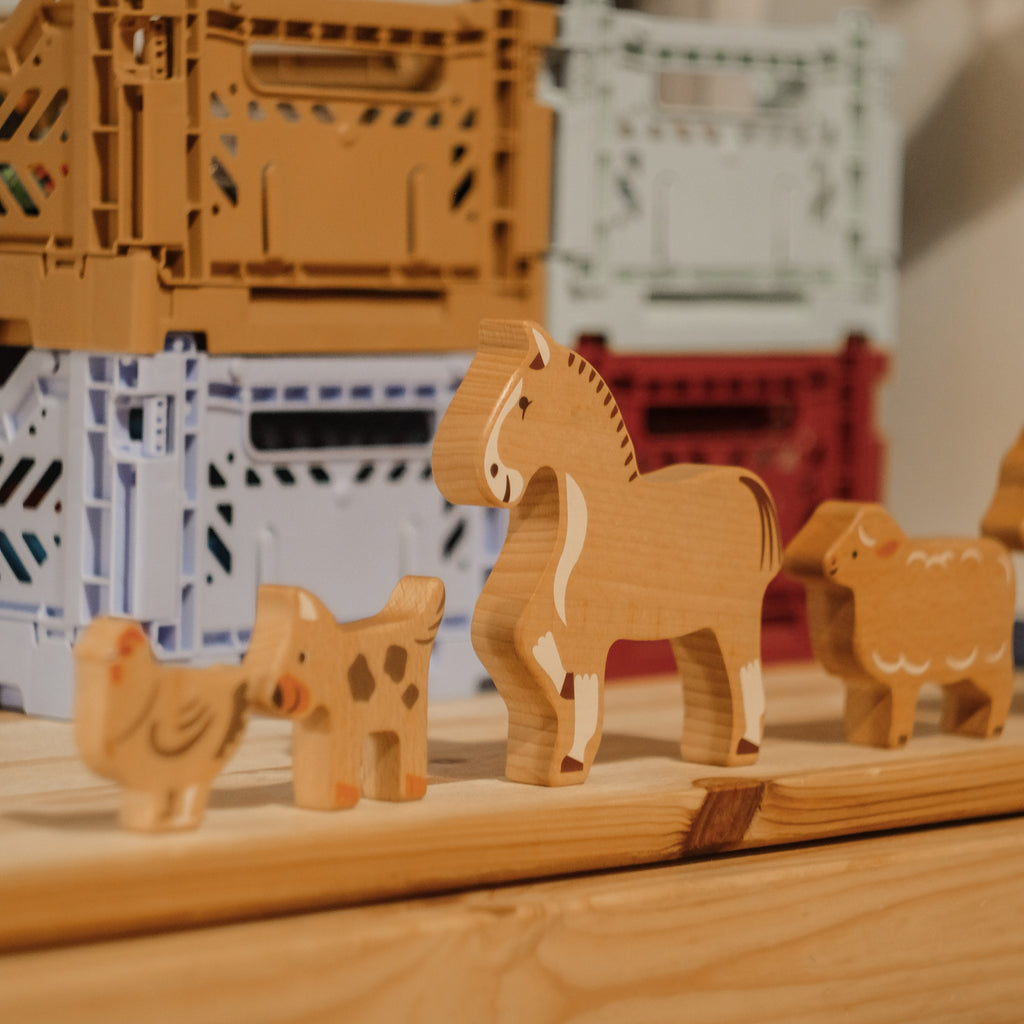 Set de Animales de Granja de Madera - 14 Figuras | BAJO WOODEN TOYS