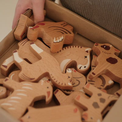 Set de Animales de Granja de Madera - 14 Figuras | BAJO WOODEN TOYS