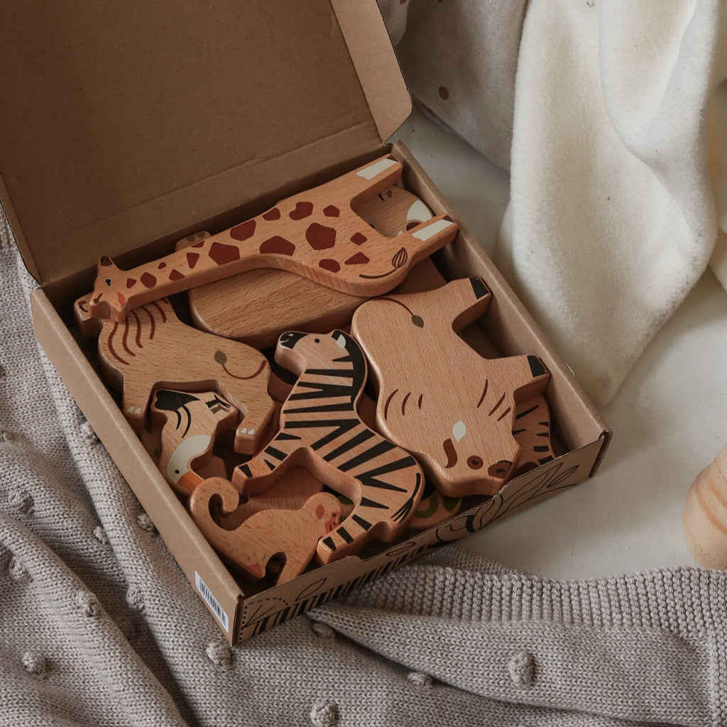 Set de Animales Salvajes de Madera - 11 Figuras | BAJO WOODEN TOYS