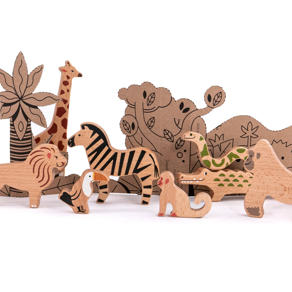 Set de Animales Salvajes de Madera - 11 Figuras | BAJO WOODEN TOYS