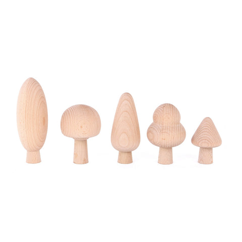 Set de 5 Árboles de Madera Natural | BAJO WOODEN TOYS
