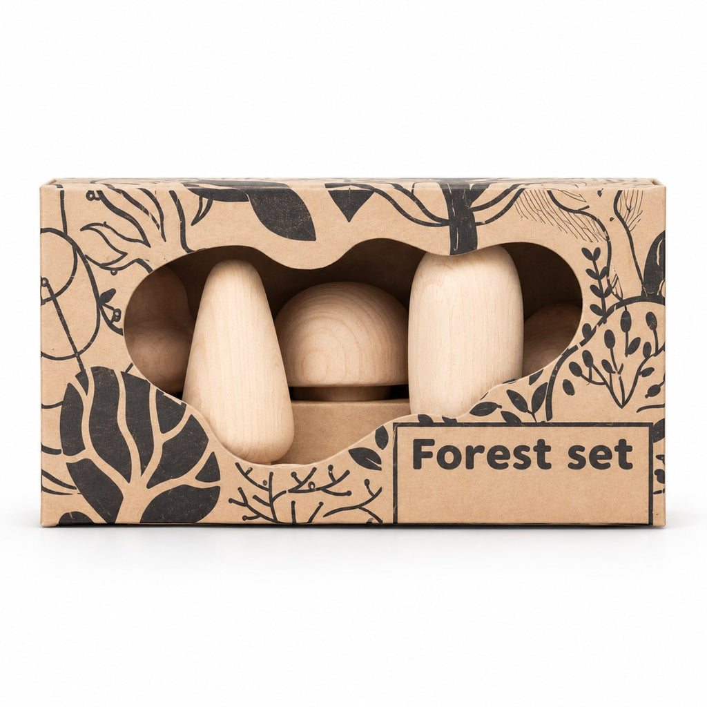 Set de 5 Árboles de Madera Natural | BAJO WOODEN TOYS