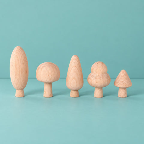 Set de 5 Árboles de Madera Natural | BAJO WOODEN TOYS