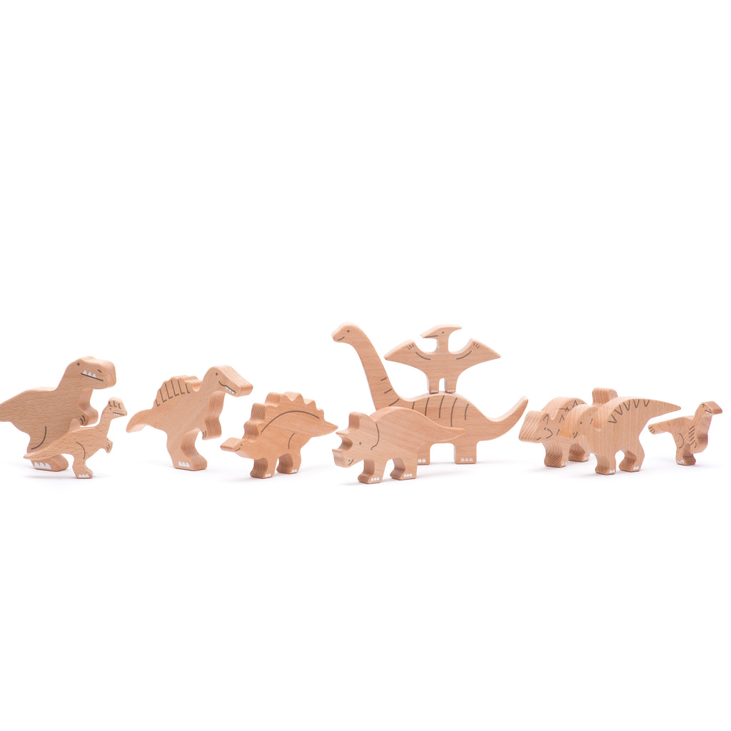 Set de Dinosaurios de Madera - 10 Figuras | BAJO WOODEN TOYS
