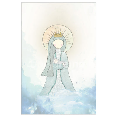 Santitos Acuarelas & Texturas / Virgen María y el Niño Jesús